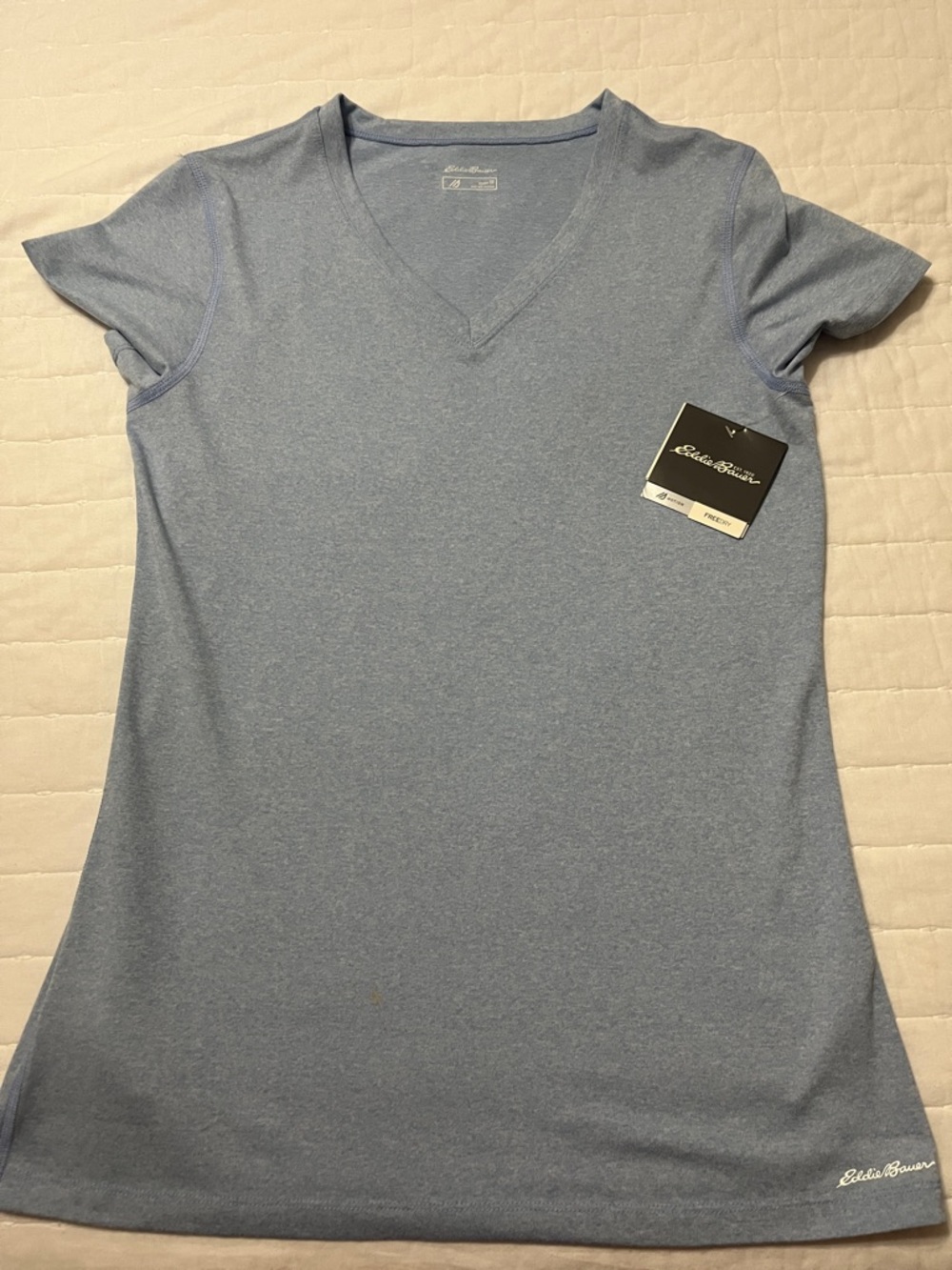Eddie Bauer Women's Short-Sleeve V-Neck Tee in Light Heather Blue